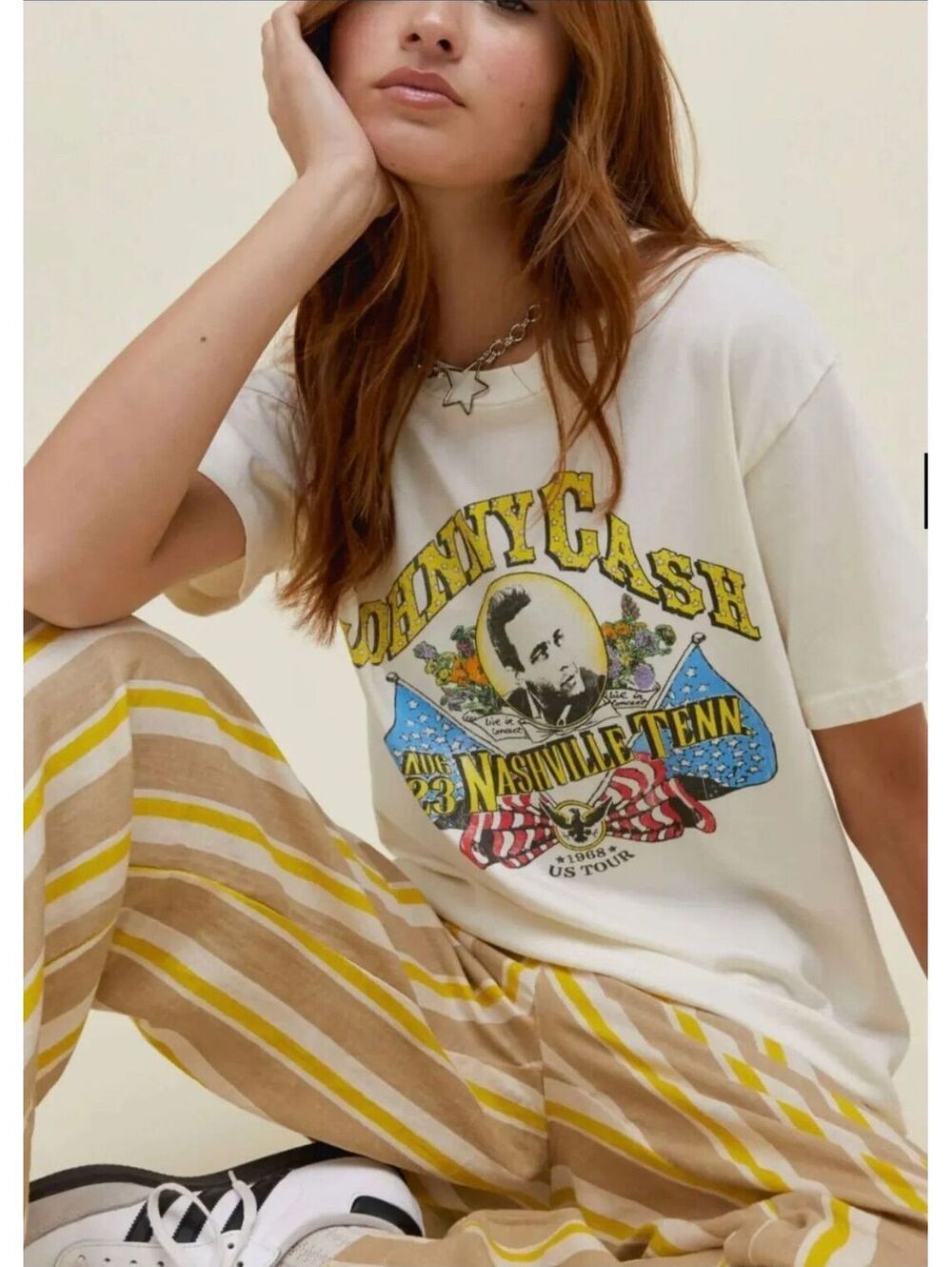 $85| Sz.1X(24"PTP)|Daydreamer Johnny Cash Nashville 1968 Weekend Tee